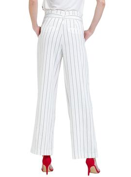 Pantalon Naf Naf Raya Diplomatica Blanco Mujer