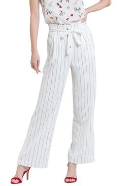 Pantalon Naf Naf Raya Diplomatica Blanco Mujer