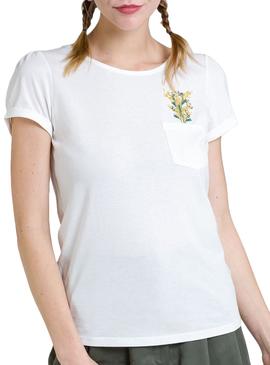 Camiseta Naf Naf Flower Blanco para Mujer