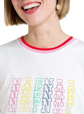 Camiseta Naf Naf Arcoiris Blanco para Mujer