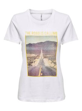 Camiseta Only Indre Road Blanco para Mujer