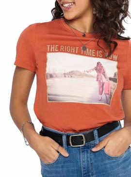 Camiseta Only Indre Naranja para Mujer