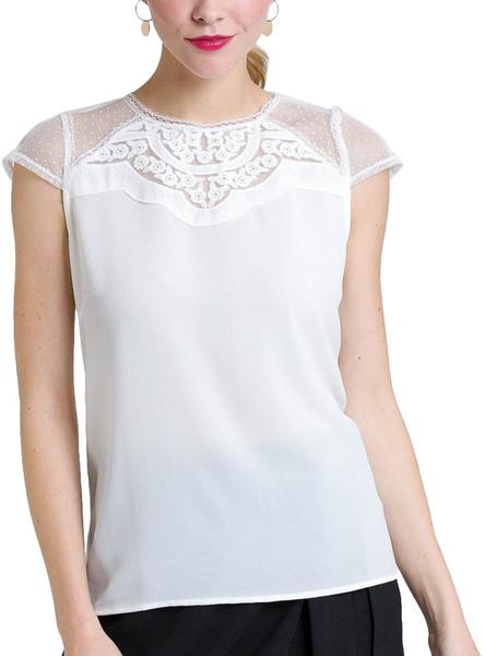 Top Naf Naf Encaje Blanco para Mujer