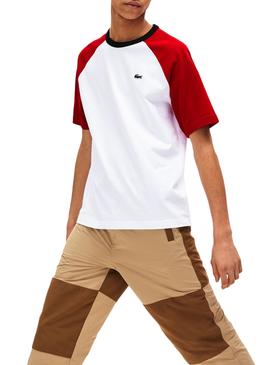 Camiseta Lacoste Ranglan Rojo Mujer y Hombre