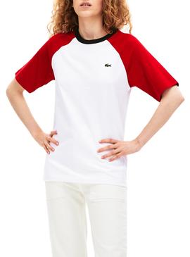 Camiseta Lacoste Ranglan Rojo Mujer y Hombre