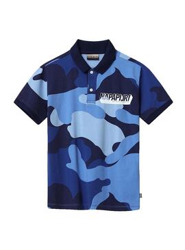 Polo Napapijri Camo Azul para Niño