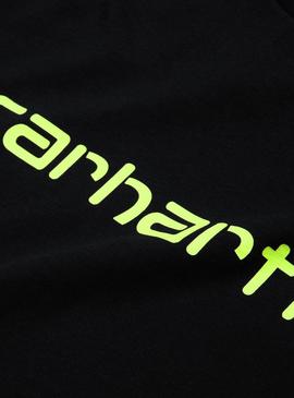 Camiseta Carhartt Script Negro Neon para Hombre