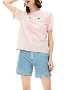 Camiseta Lacoste Oversized Rosa para Mujer