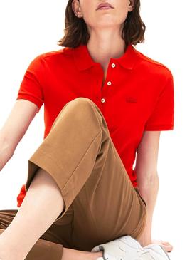 Polo Lacoste Basic Rojo para Mujer