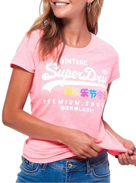 Camiseta Superdry Puff Rosa para Mujer