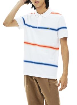 Polo Lacoste Stripe Degrade Blanco para Hombre