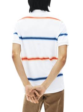 Polo Lacoste Stripe Degrade Blanco para Hombre