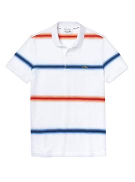 Polo Lacoste Stripe Degrade Blanco para Hombre