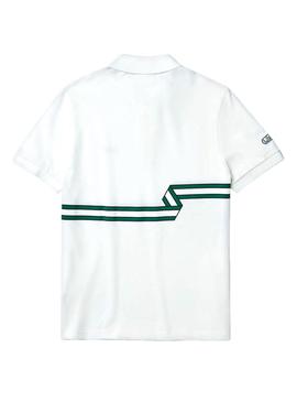 Polo Lacoste Tape Blanco y Verde para Hombre