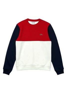 Sudadera Lacoste Color Block Rojo para Hombre