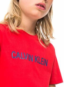 Camiseta Calvin Klein Logo Regular Rojo Niño