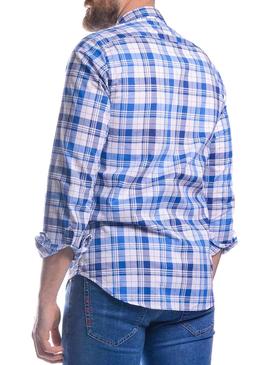 Camisa El Pulpo Pop Tartan Azul Para Hombre