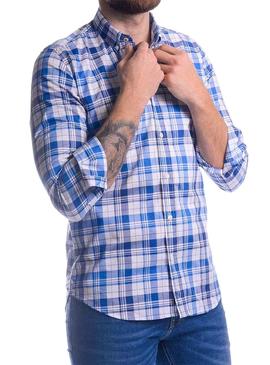 Camisa El Pulpo Pop Tartan Azul Para Hombre