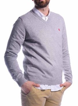 Jersey El Pulpo Cuello Pico Gris Para Hombre