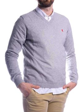 Jersey El Pulpo Cuello Pico Gris Para Hombre