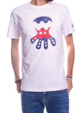 Camiseta El Pulpo Logo Ondas Blanco Para Hombre