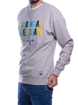 Sudadera El Pulpo Staring Gris Para Hombre