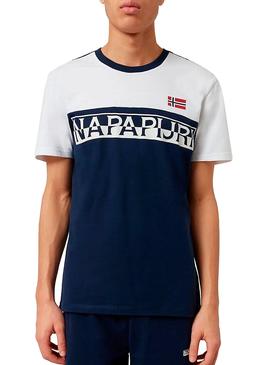 Camiseta Napapijr Saras Azul Para Hombre