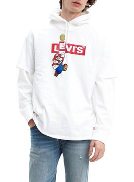 Camiseta Levis Super Mario Blanco Para Hombre