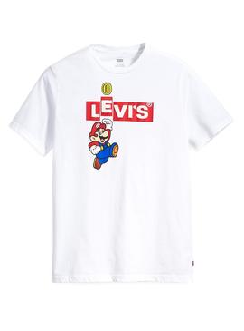 Camiseta Levis Super Mario Blanco Para Hombre