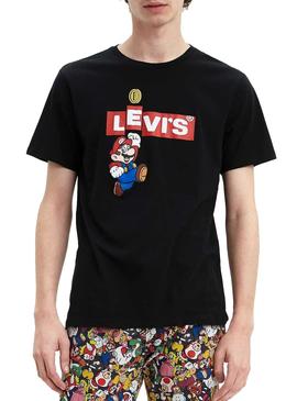 Camiseta Levis Super Mario Negro Para Hombre