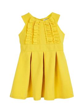 Vestido Mayoral Punto Otoman Amarillo Para Niña