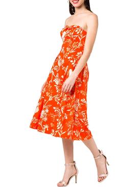 Vestido Naf Naf Floral Naranja Mujer