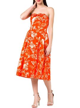 Vestido Naf Naf Floral Naranja Mujer