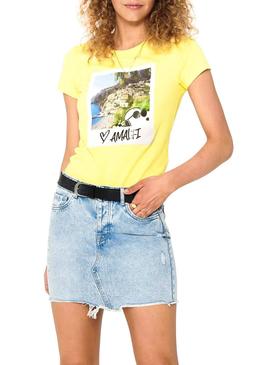 Camiseta Only Snoopy Amarillo para Mujer