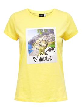 Camiseta Only Snoopy Amarillo para Mujer