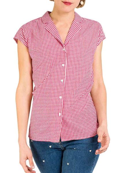 Camisa Naf Cuadros Vichy Rojo Para Mujer