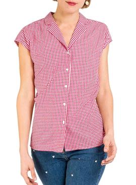 Camisa Naf Naf Cuadros Vichy Rojo Para Mujer