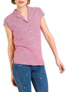 Camisa Naf Naf Cuadros Vichy Rojo Para Mujer