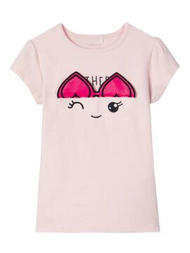 Camiseta Name It Hapina Rosa Para Niña