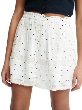 Falda Superdry Ellison Textured Blanco Para Mujer