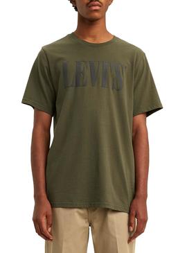 Camiseta Levis 90S Serif Logo Verde para Hombre