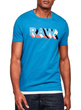 Camiseta G-Star Raw Text Azul para Hombre