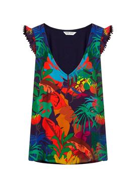 Camiseta Naf Naf Tropical Multicolor Para Mujer