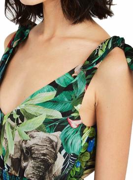 Vestido Naf Naf Floral Verde Para Mujer