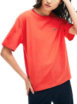 Camiseta Lacoste Basica Coral para Muje