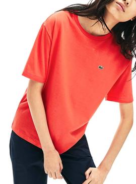 Camiseta Lacoste Basica Coral para Muje