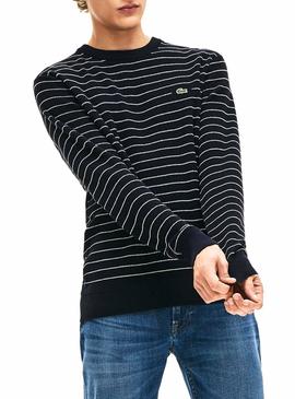 Jersey Lacoste Rayas Azul Marino para Hombre