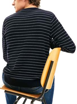 Jersey Lacoste Rayas Azul Marino para Hombre