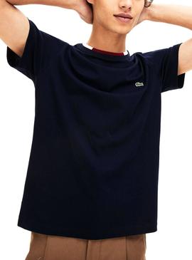 Camiseta Lacoste Collar Azul para Hombre