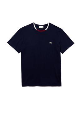 Camiseta Lacoste Collar Azul para Hombre